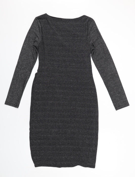 Oasis Womens Black Polyamide A-Line Size M Boat Neck Pullover