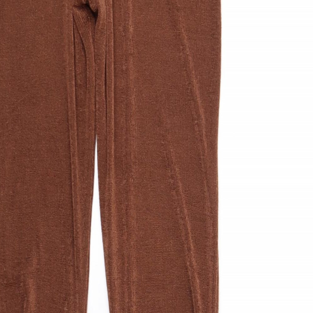 Womens UK Size 8 PRETTYLITTLETHING Regular Fit Brown Trousers