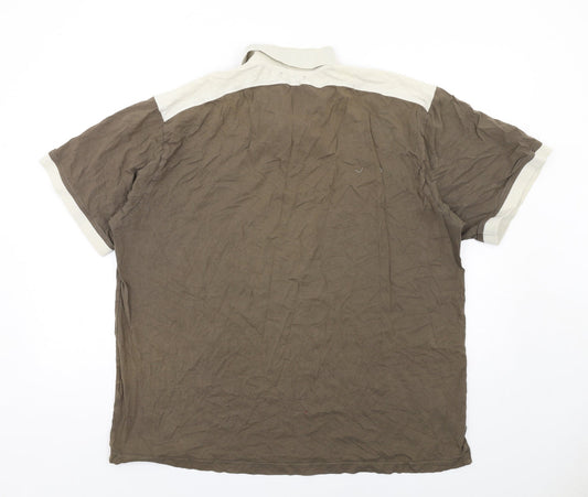 Kickers Mens Brown Colourblock Cotton Polo Size XL Collared Button