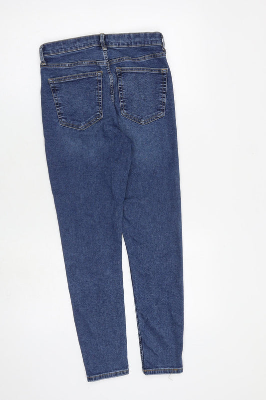 Topshop Womens Blue Cotton Skinny Jeans Size 28 in L30 in Regular Zip