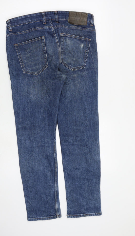 C&A Mens Blue Cotton Straight Jeans Size 32 in L30 in Slim Zip