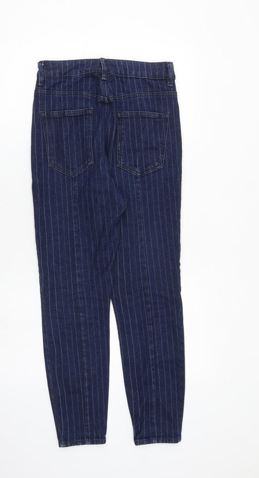 ASOS Womens Blue Striped Cotton Skinny Jeans Size 28 in L30 in Regular Zip
