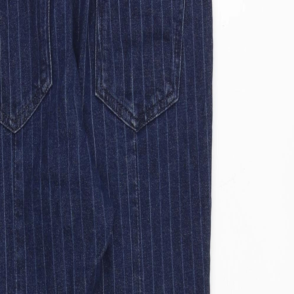 ASOS Womens Blue Striped Cotton Skinny Jeans Size 28 in L30 in Regular Zip