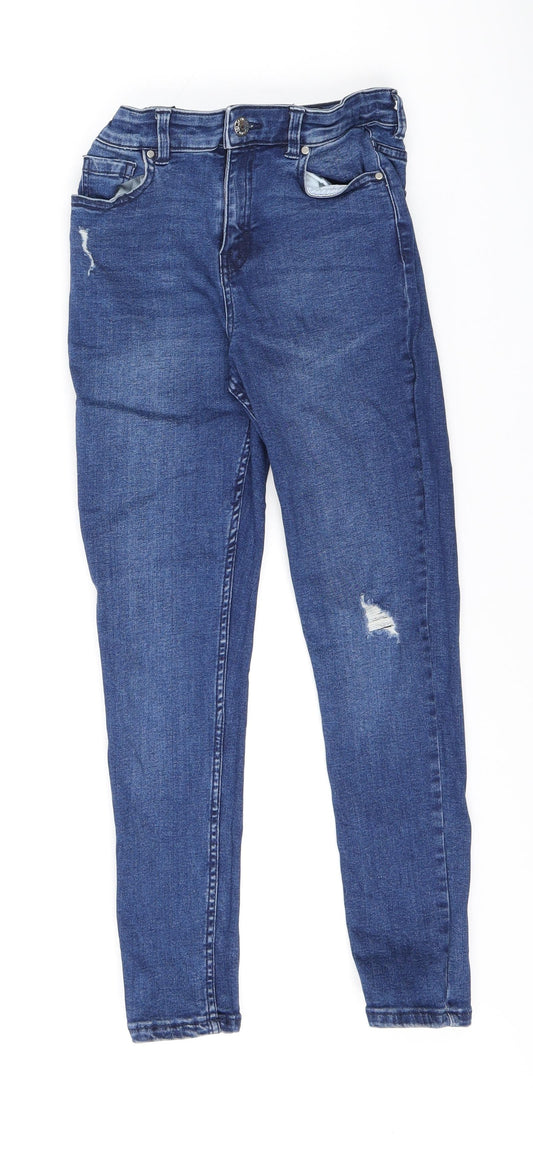 365 Denim Girls Blue Cotton Skinny Jeans Size 10-11 Years L23 in Regular Zip - Distressed