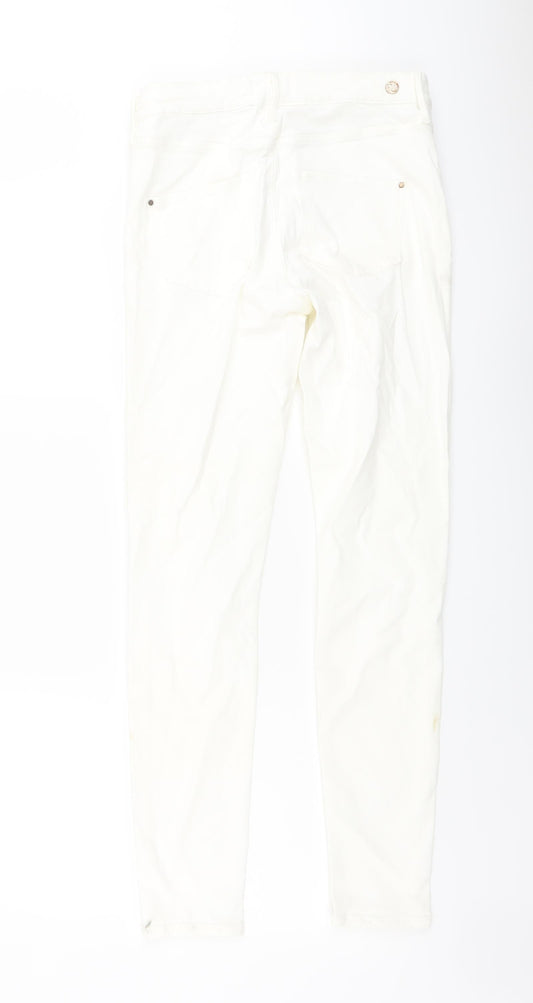 River Island Womens Ivory Cotton Skinny Jeans Size 12 L28 in Regular Button