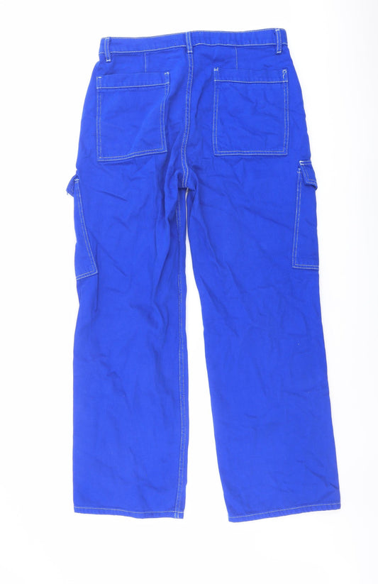 Denim & Co. Womens Blue Cotton Straight Jeans Size 12 L30 in Regular Button