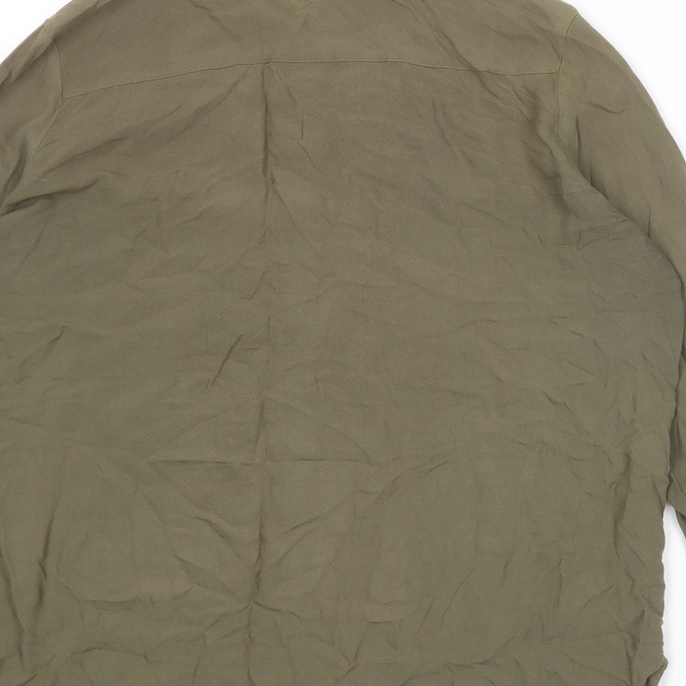 Divided by H&M Womens Green Viscose Basic Button-Up Size 12 Collared