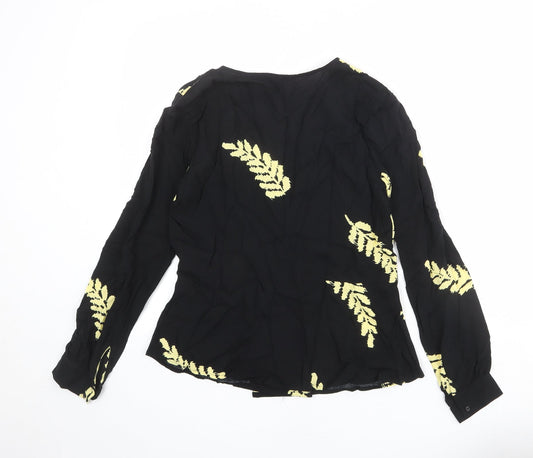 Womens UK Size 8 ICHI Black Basic Button-Up