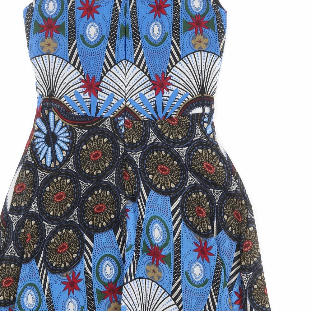 Mela London Womens Multicoloured Geometric Polyester Trapeze & Swing Size 8 Round Neck Zip