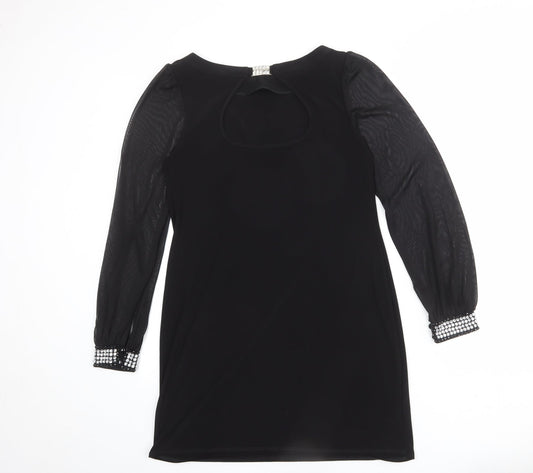 Billie & Blossom Womens Black Polyester A-Line Size 10 Boat Neck Pullover