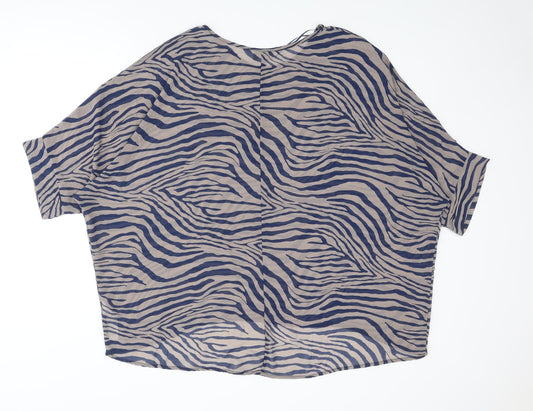 Womens UK Size M Apricot Blue Basic Blouse