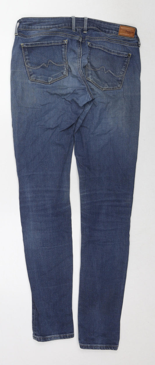 Pepe Jeans Womens Blue Cotton Skinny Jeans Size 30 L32 in Regular Zip
