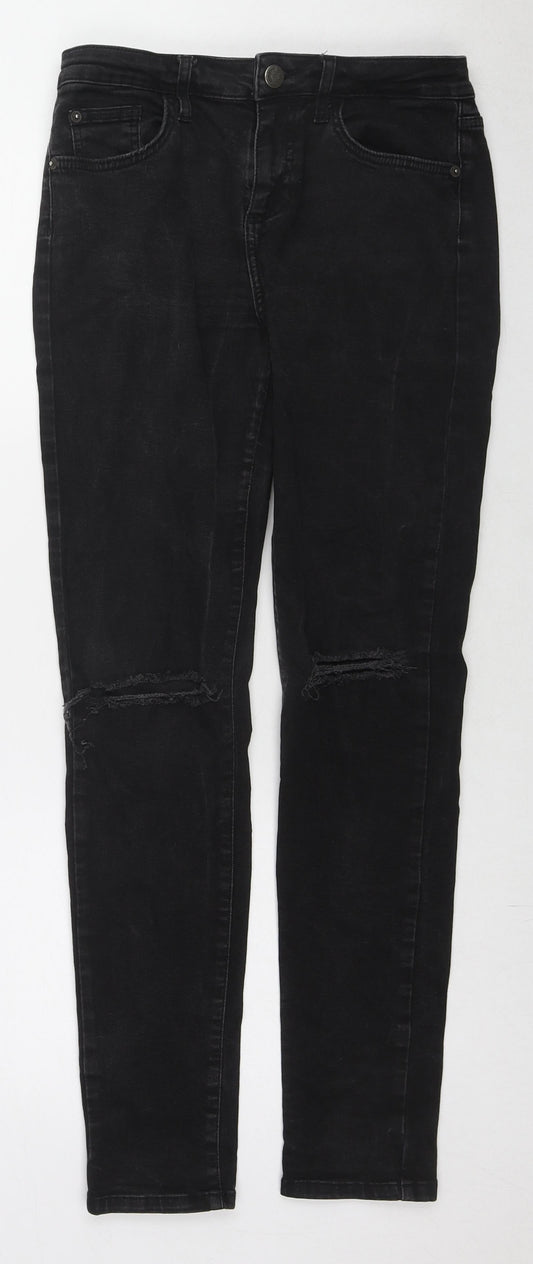Additional front view of BDG women’s black cotton skinny jeans, size UK 28, 29-inch leg regular zip