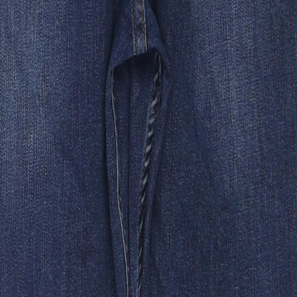 Brand and care label for Hera men’s blue herringbone cotton skinny jeans, size 30, in, 27-inch leg regular zip