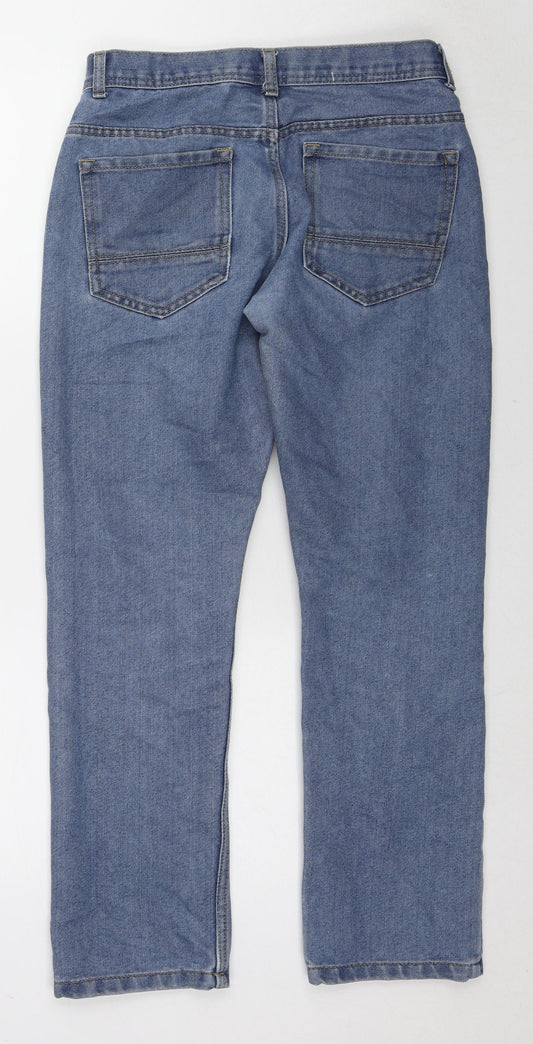 Denim & Co. Mens Blue Cotton Straight Jeans Size 30 in L30 in Regular Zip