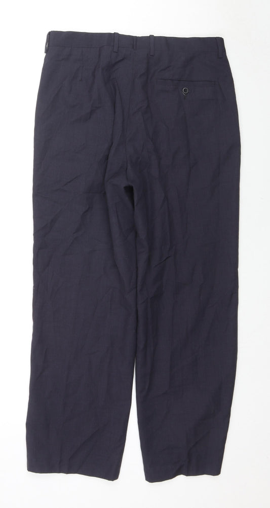 Hackett London Mens Blue Polyester Trousers Size 32 in L28 in Regular Zip