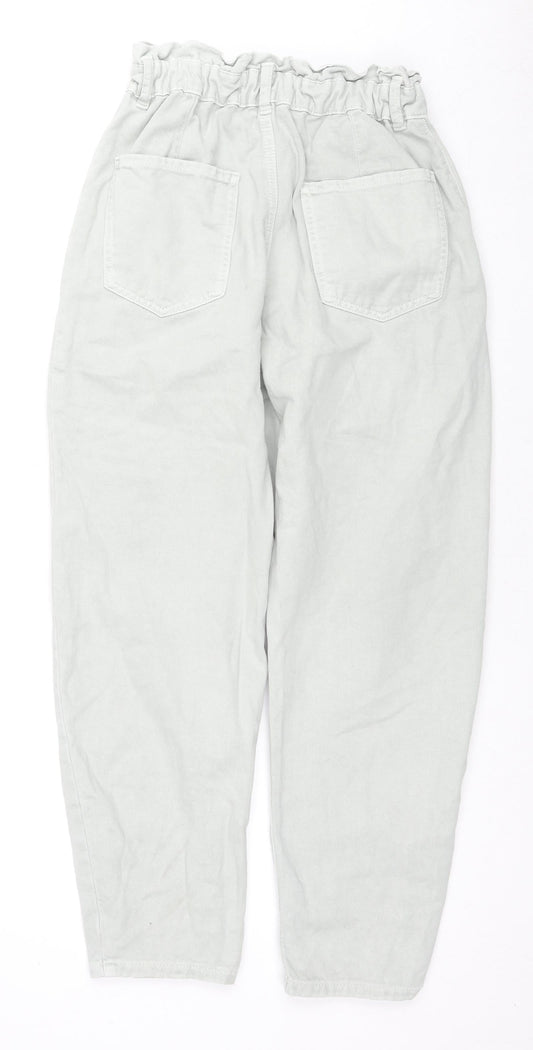Zara Womens Grey Cotton Tapered Jeans Size 8 L25 in Regular Zip