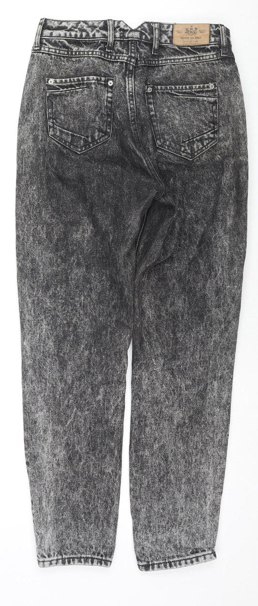 River Island Womens Grey Cotton Tapered Jeans Size 8 L27 in Regular Zip