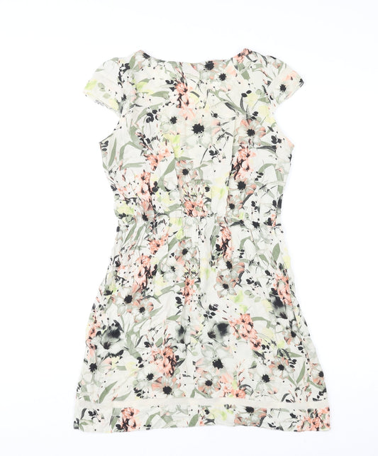 Dorothy Perkins Womens Multicoloured Floral Viscose Fit & Flare Size 6 Boat Neck Pullover