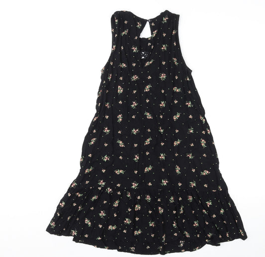River Island Womens Multicoloured Floral Viscose Skater Dress Size 6 Round Neck Pullover