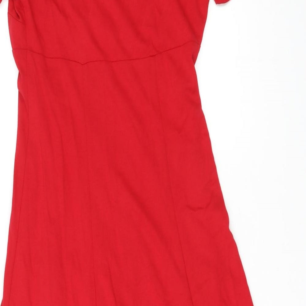 CC Womens Red Viscose A-Line Size S V-Neck Pullover