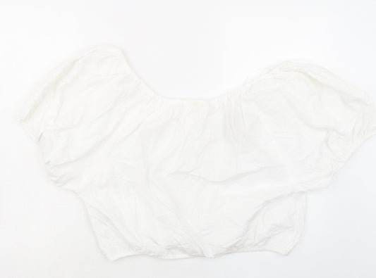 Womens UK Size M H&M White Cropped Blouse