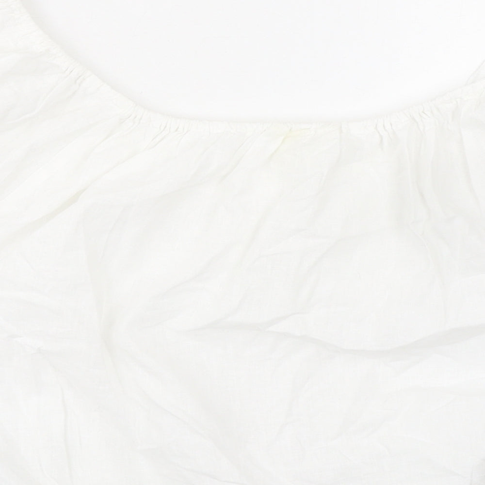 Womens UK Size M H&M White Cropped Blouse