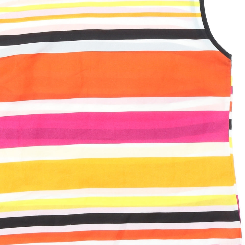 Lakeland Womens Multicoloured Striped Polyester Basic Tank Size 10 Boat Neck