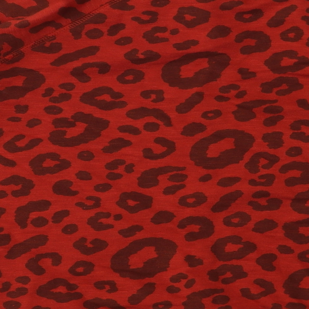 Brakeburn Womens Orange Animal Print 100% Cotton Pullover Sweatshirt Size 8 Pullover - Leopard pattern