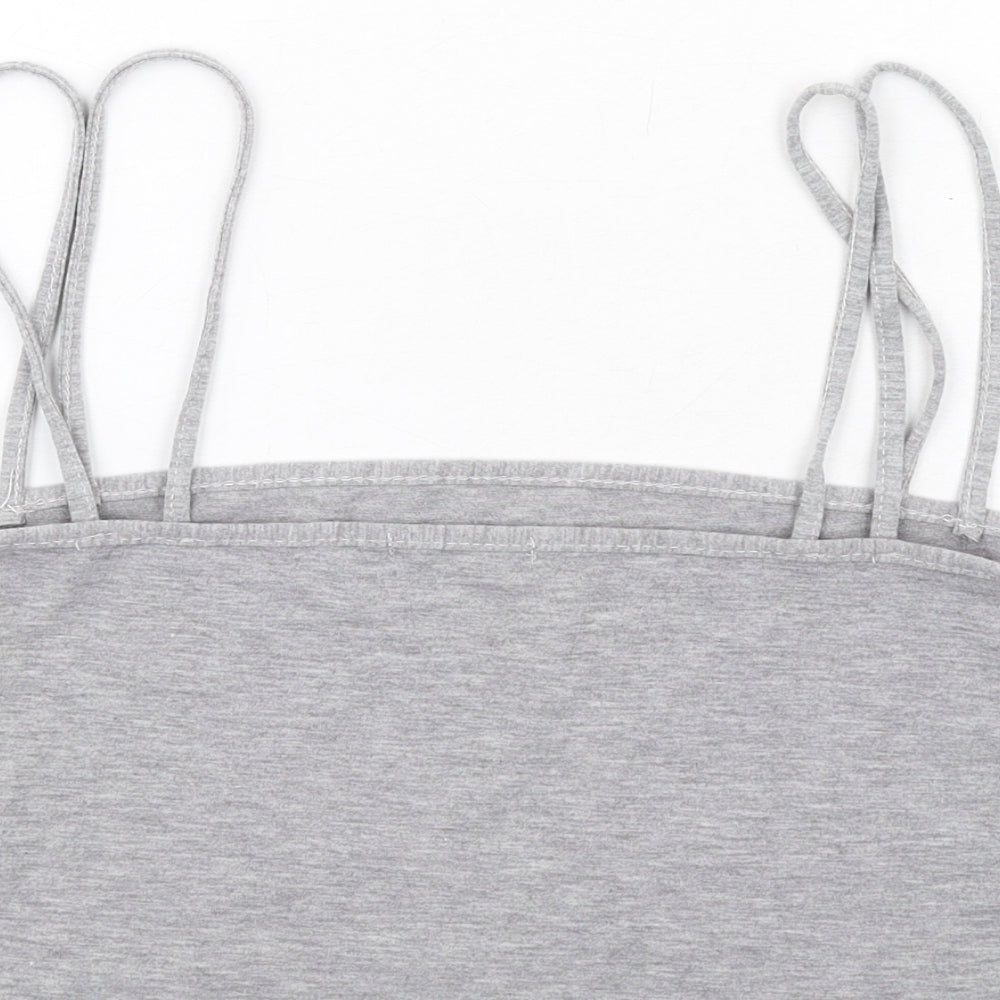 Womens UK Size 12 PRETTYLITTLETHING Grey Cropped Tank