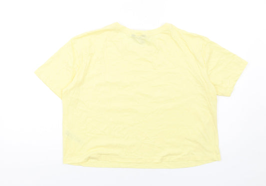 Womens UK Size 12 New Look Yellow Basic T-Shirt