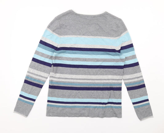 Bianca Womens Multicoloured Round Neck Striped Viscose Pullover Jumper Size 12