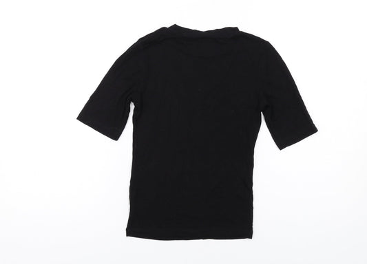 Womens UK Size 4 COLLUSION Black Basic T-Shirt