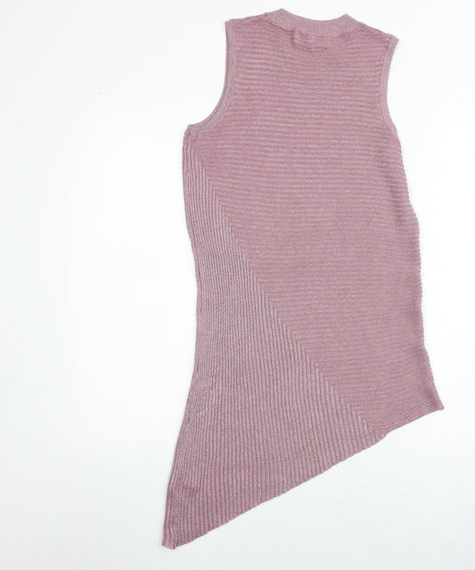 NEXT Womens Pink Viscose Tank Dress Size 10 Round Neck Pullover