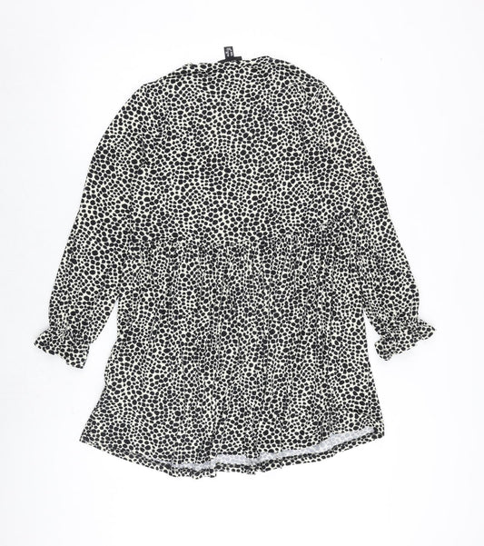 New Look Womens Black Geometric Polyester A-Line Size 10 Round Neck Pullover