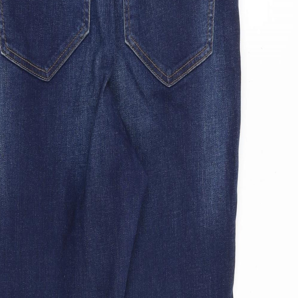 Denim & Co. Womens Blue Cotton Straight Jeans Size 12 L24 in Regular Zip