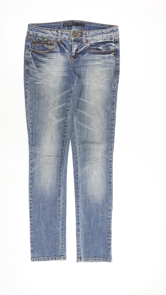 Additional front view of Only women’s blue cotton skinny jeans, size UK 26, in, 32-inch leg regular zip