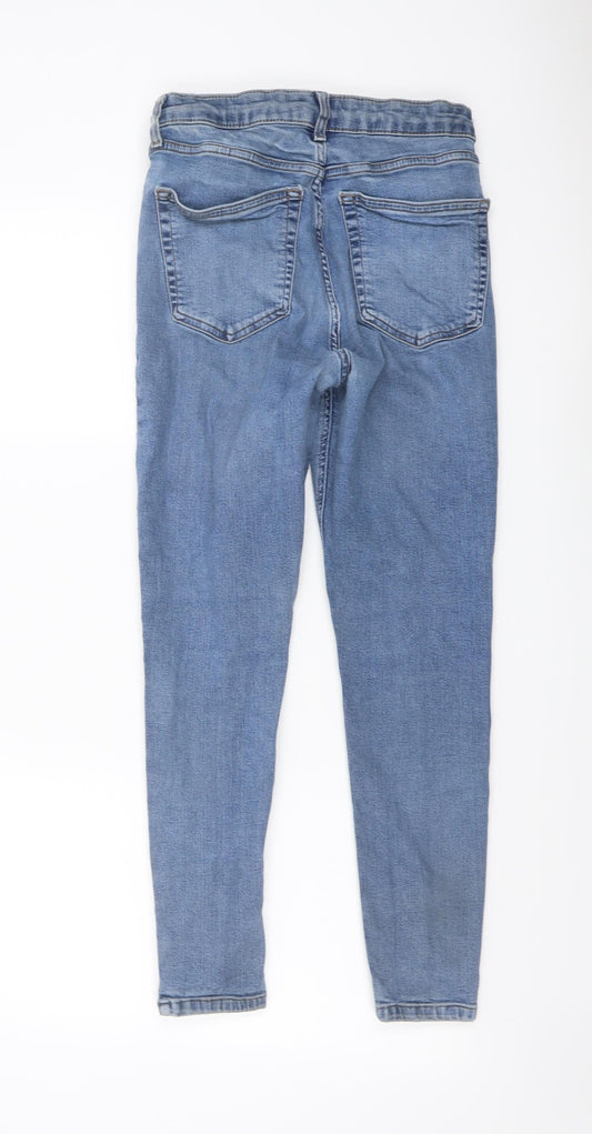 Topshop Womens Blue Cotton Skinny Jeans Size 24 in L25 in Regular Button