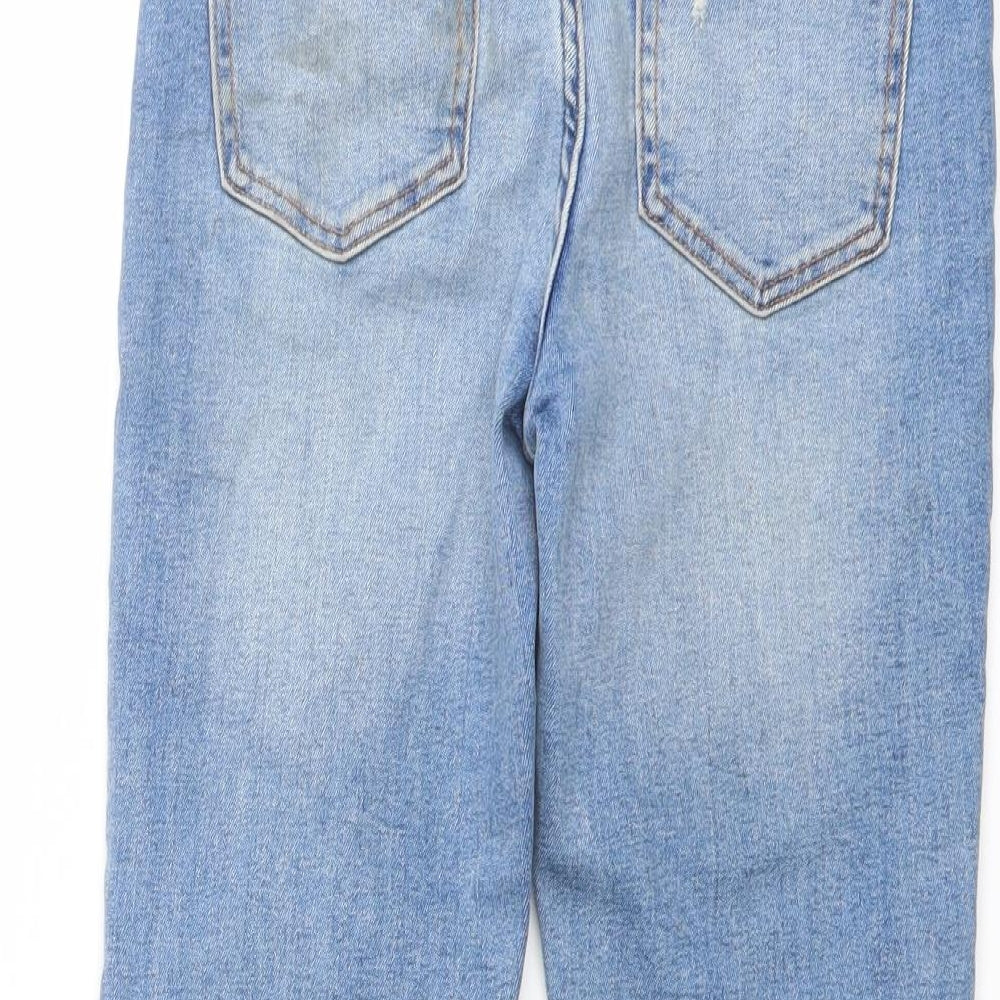 Zara Womens Blue Cotton Cropped Jeans Size 6 L20 in Regular Button - Raw Hem