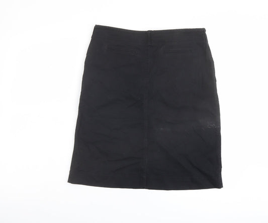 Brook Taverner Womens Black Cotton A-Line Skirt Size 30 in Button
