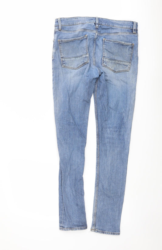 ASOS Mens Blue Cotton Skinny Jeans Size 30 in L30 in Regular Button