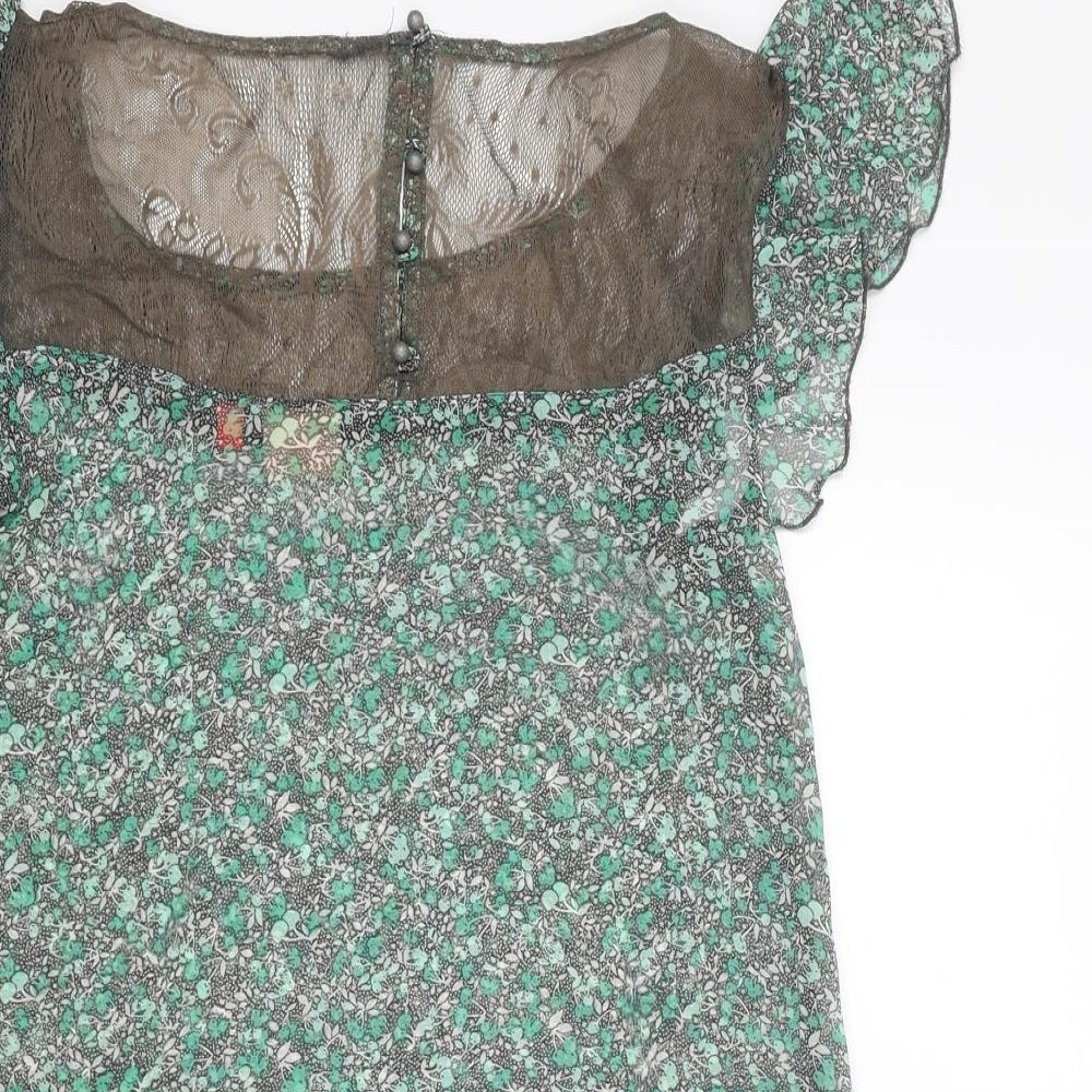 Womens UK Size 6 Only Green Basic Blouse
