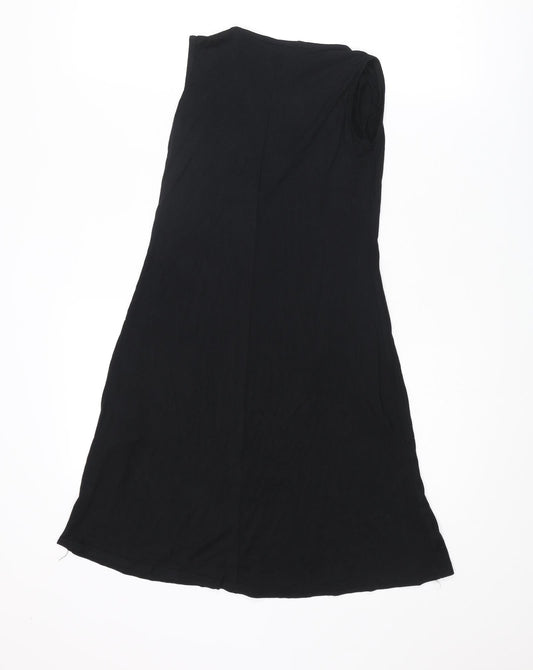 PRETTYLITTLETHING Womens Black Viscose Tank Dress Size 4 V-Neck Pullover