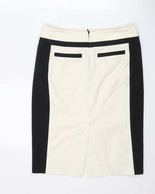 NEXT Womens Ivory Polyester Straight & Pencil Skirt Size 10 Zip - Colourblock