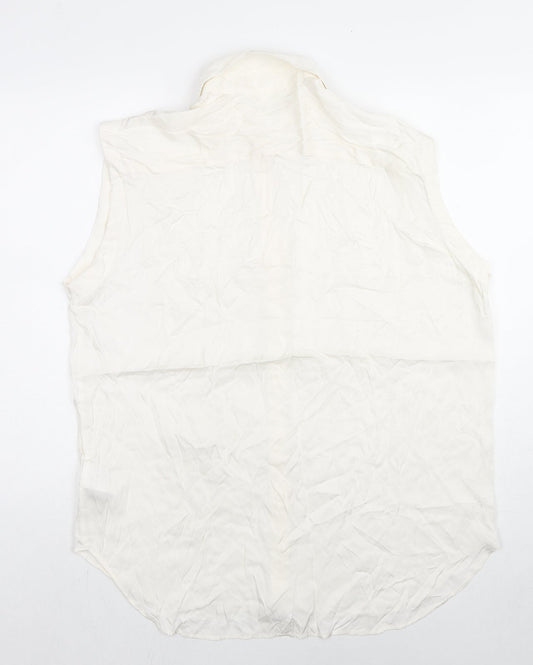 Womens UK Size M H&M White Basic Button-Up