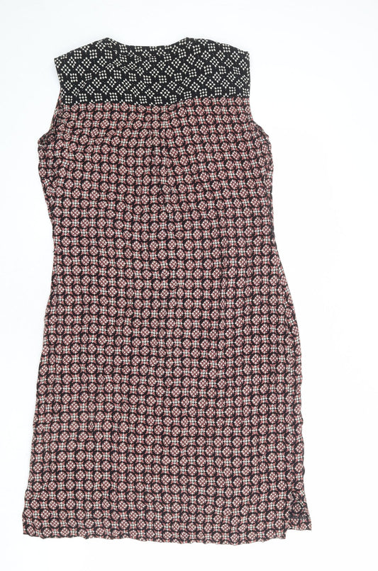 Per Una Womens Multicoloured Geometric Viscose A-Line Size 12 V-Neck Button