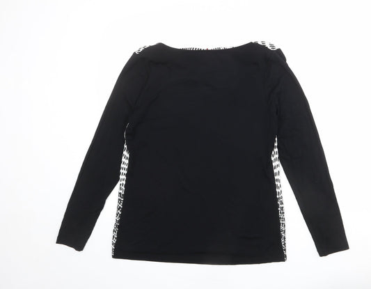 Olsen Womens Black Geometric Viscose Basic Blouse Size 12 Cowl Neck