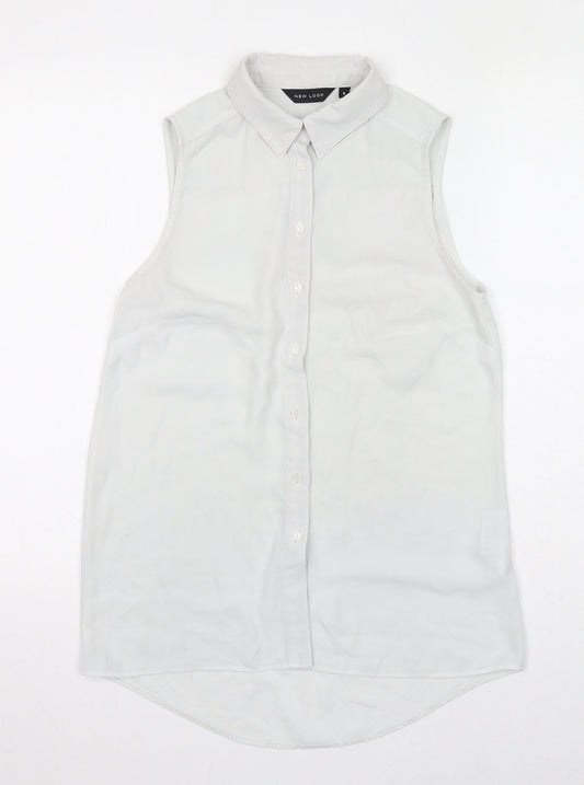 Womens UK Size 8 New Look White Basic Button-Up
