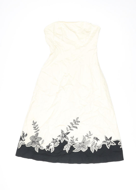 Coast Womens Multicoloured Floral Cotton A-Line Size 8 Square Neck Zip - Strapless