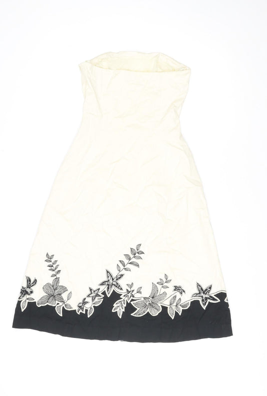 Coast Womens Multicoloured Floral Cotton A-Line Size 8 Square Neck Zip - Strapless